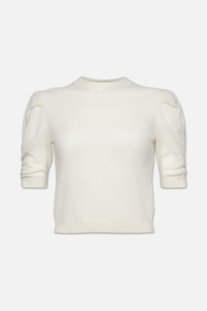 Ruched Sleeve Cashmere Sweater Cream