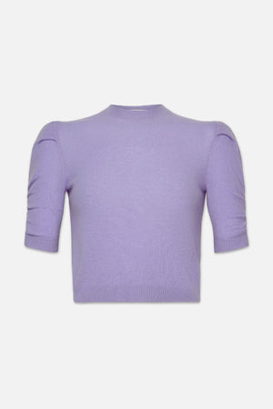 Ruched Sleeve Cashmere Sweater Lilac