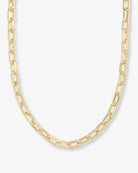Gold chain necklace on a white background