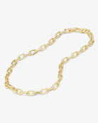 Gold chain necklace on a white background