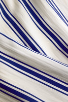 Close-up of fabric with blue and white stripes