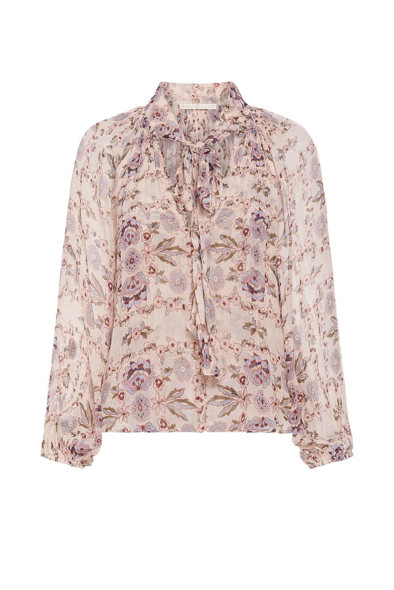 Floral patterned blouse on a white background