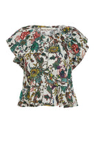 Floral patterned blouse on a white background