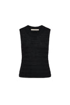 Black sleeveless top on a white background