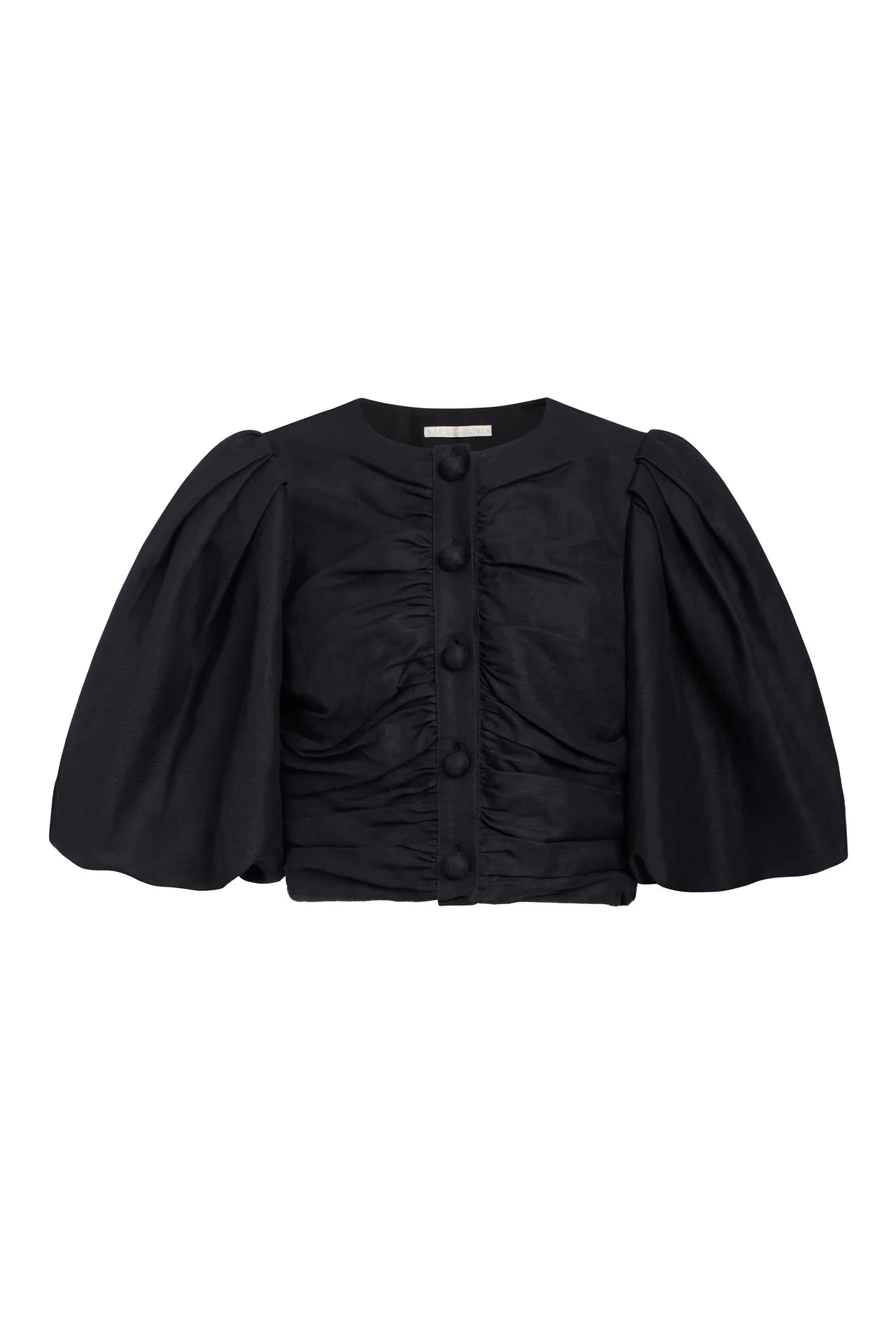Black jacket with puff sleeves on a white background