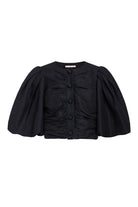 Black jacket with puff sleeves on a white background