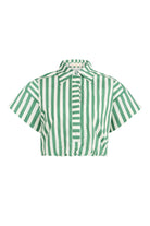 Green and white striped shirt on a white background
