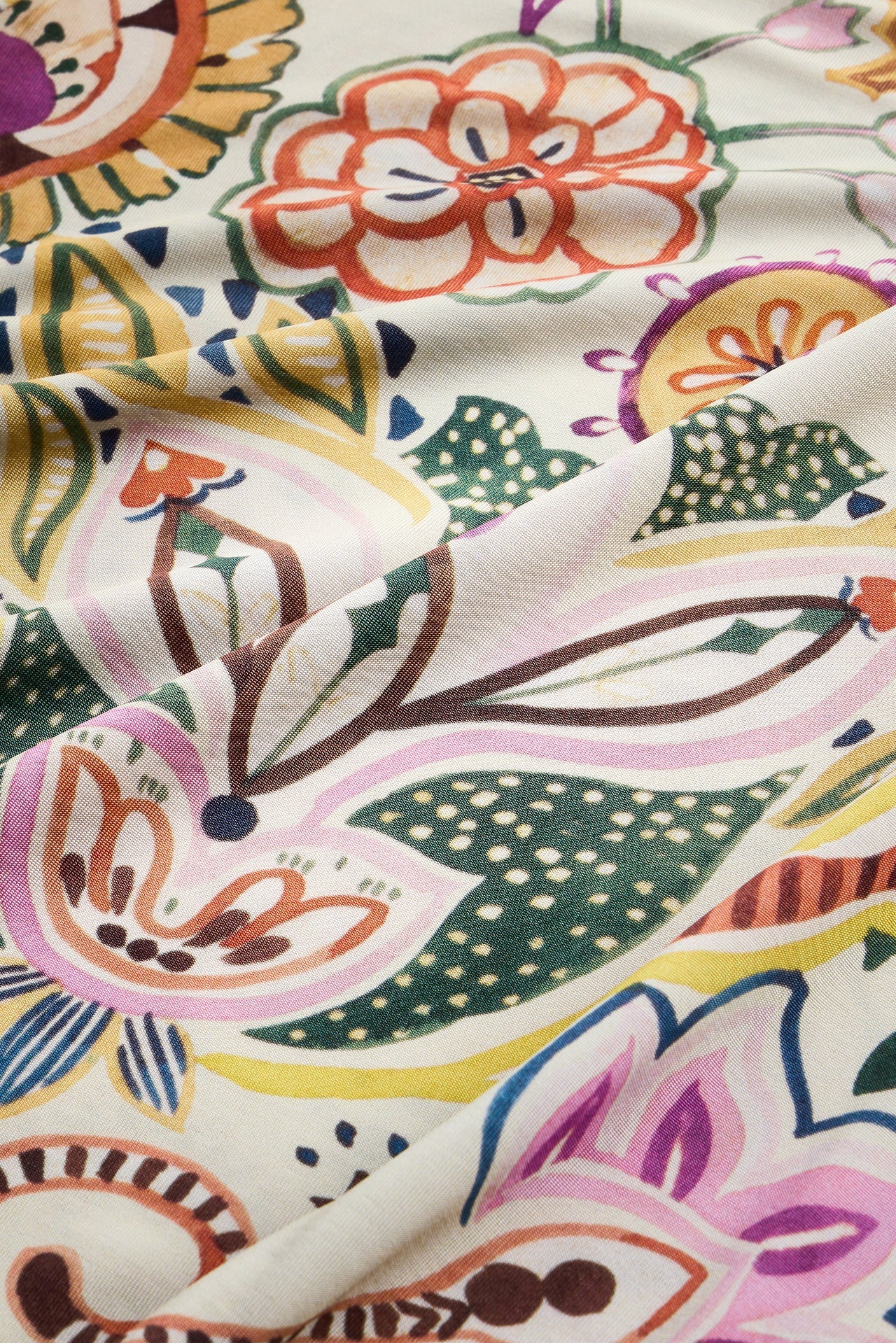 Close-up of colorful floral fabric pattern