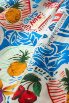 colorful patterned shorts on a plain background