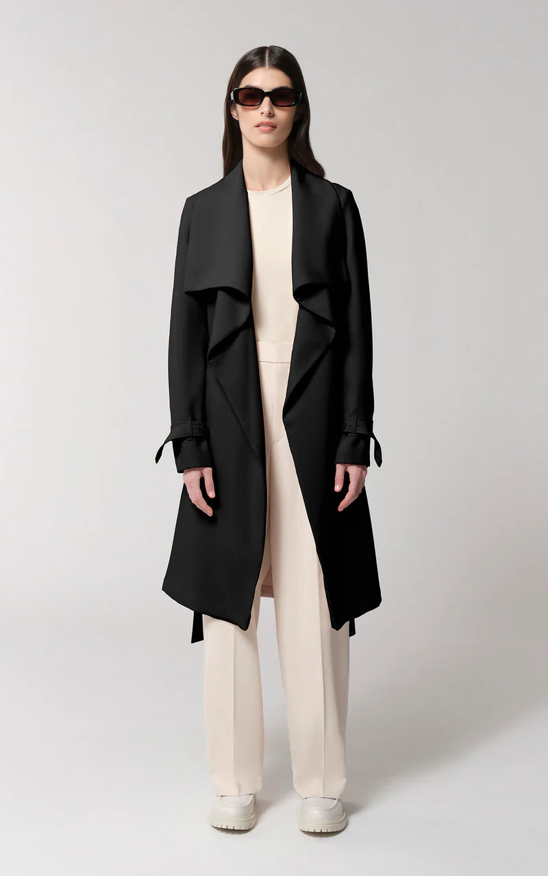 soia & kyo black trench coat