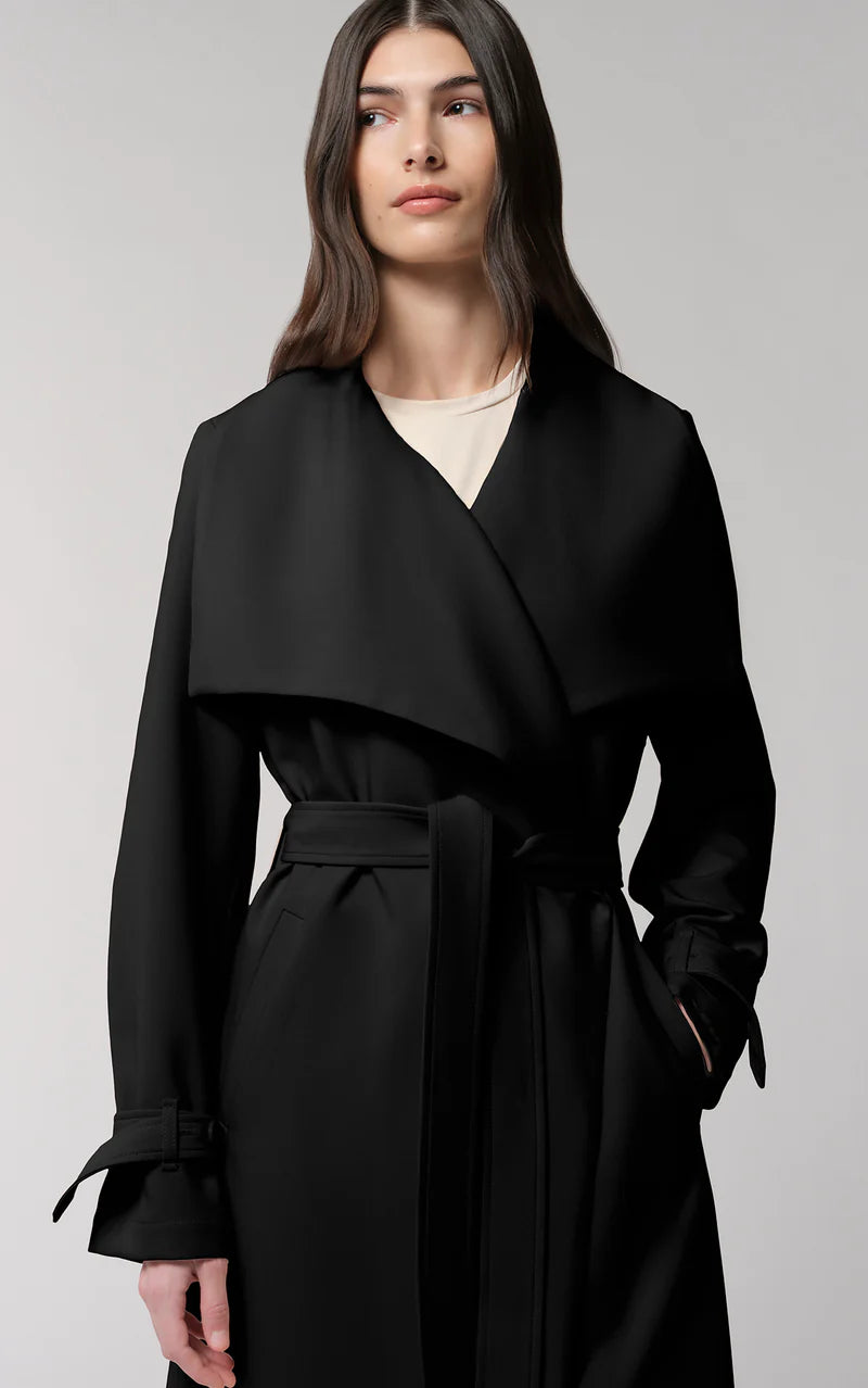 soia & kyo black trench coat