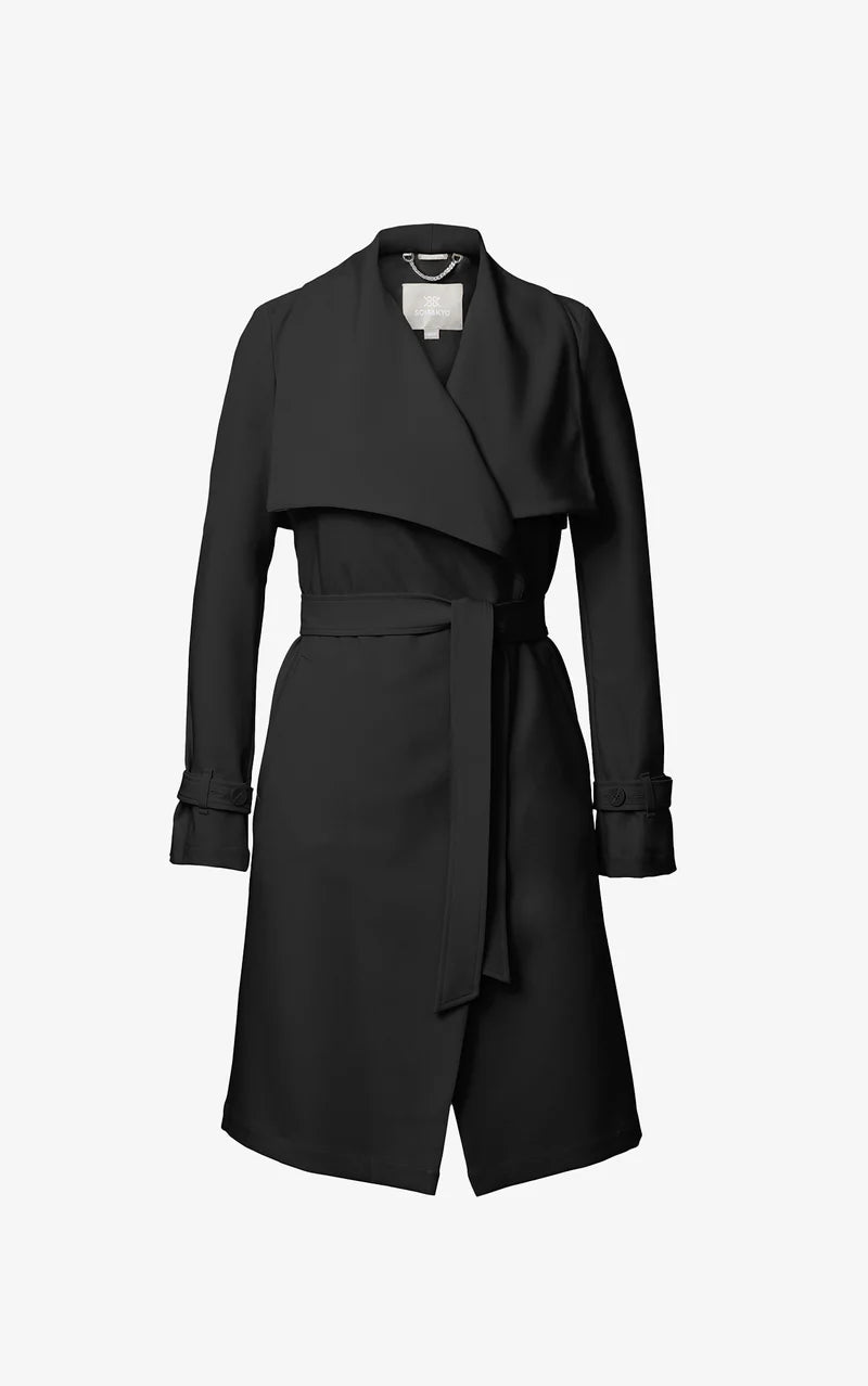 soia & kyo black trench coat