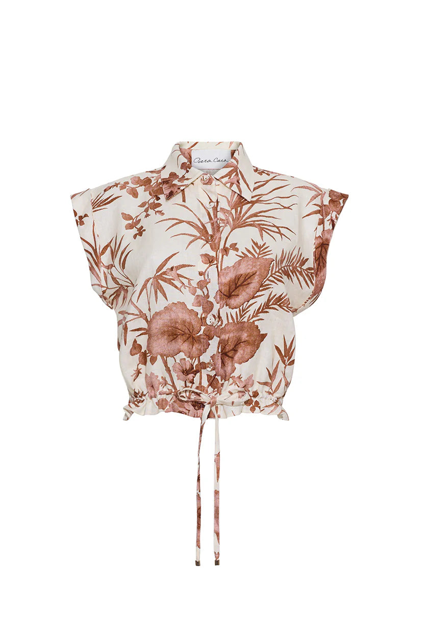 Floral patterned top on a white background