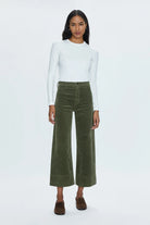 Pistola Dark Green Velvet Cropped Wide Leg Pant