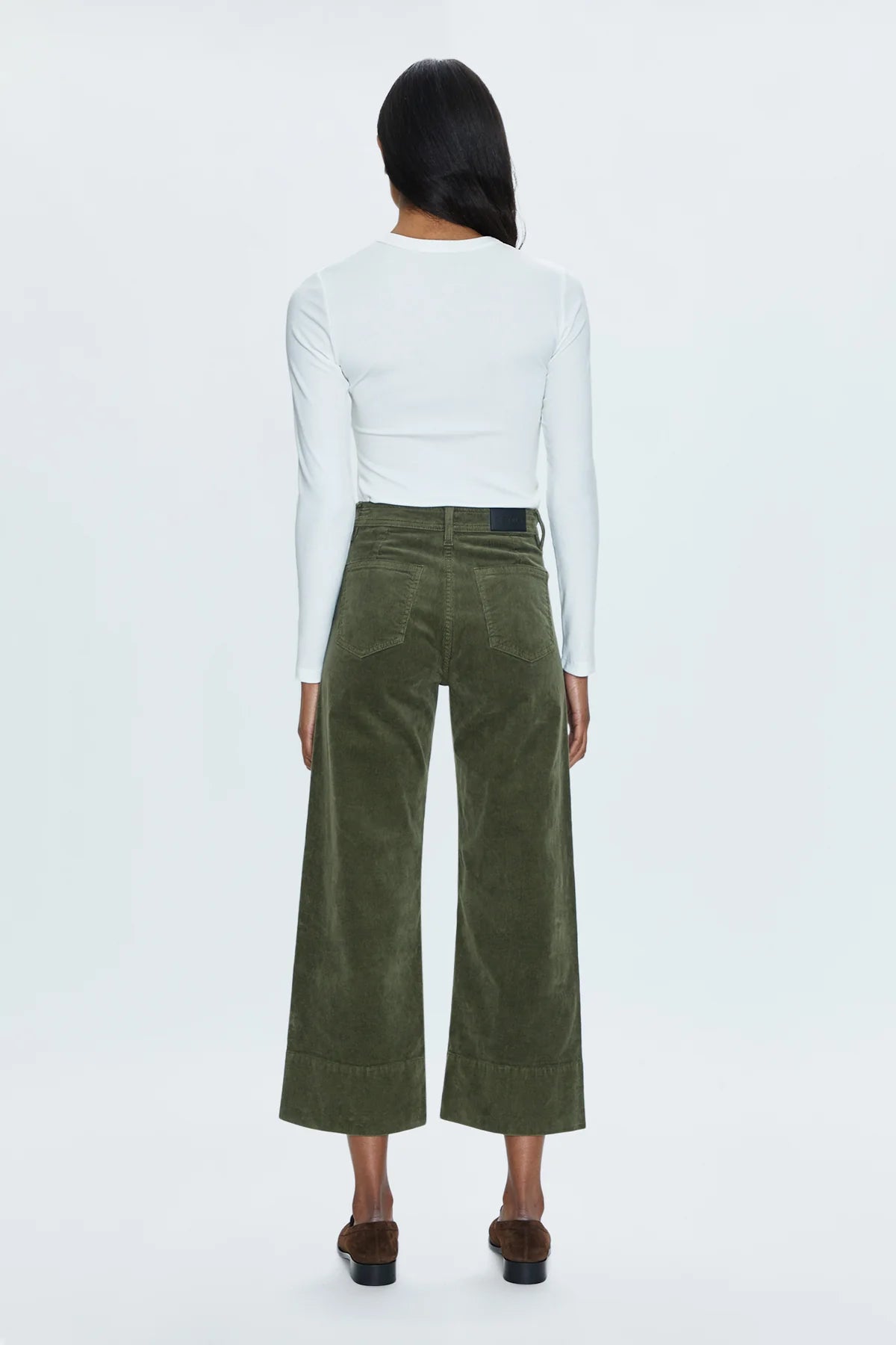 Pistola Dark Green Velvet Cropped Wide Leg Pant