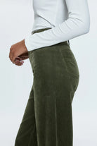 Pistola Dark Green Velvet Cropped Wide Leg Pant