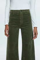 Pistola Dark Green Velvet Cropped Wide Leg Pant