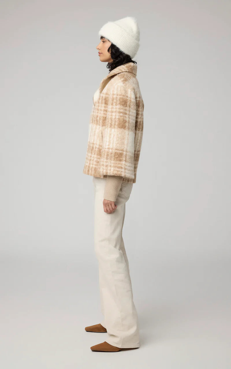 soia & kyo beige tan plaid wool jacket