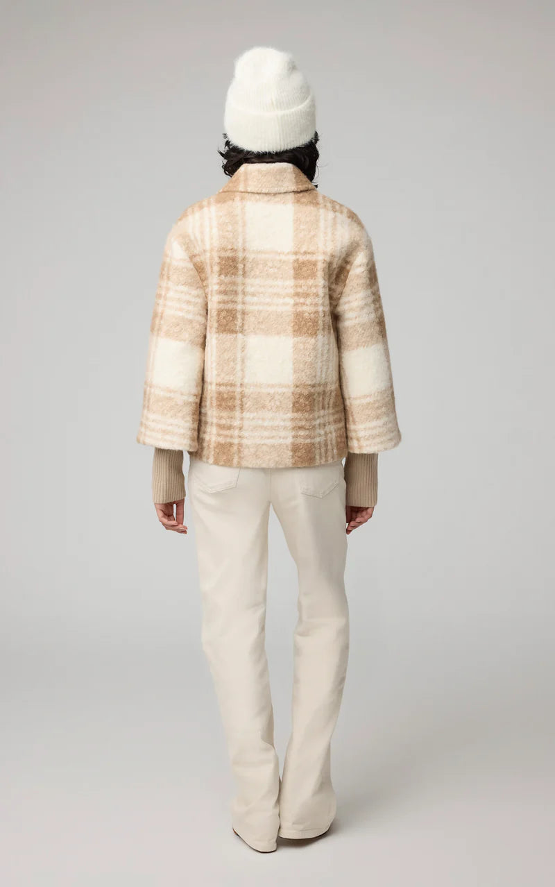 soia & kyo beige tan plaid wool jacket