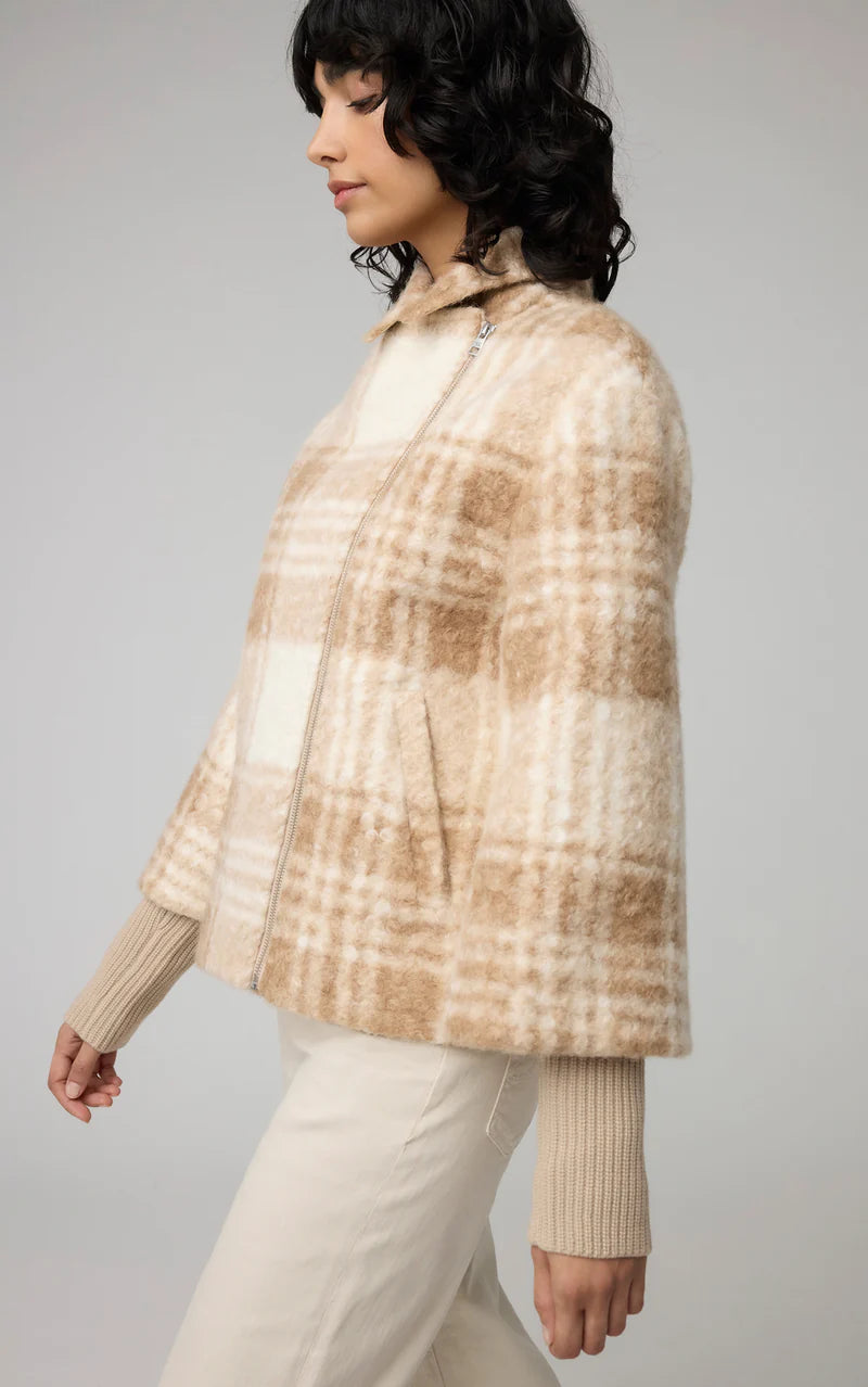 soia & kyo beige tan plaid wool jacket