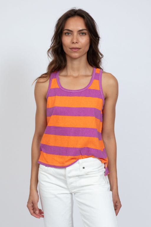 Printed Tank Purple and Orange Stripe