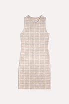 Beige checkered dress on a white background