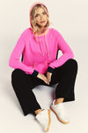 Colour Pop Hoodie Barbie Pink/ Neon Coral, Denim, and Organic White