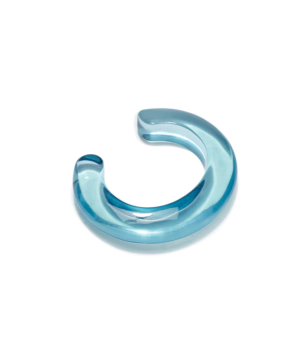 Blue curved object on a white background