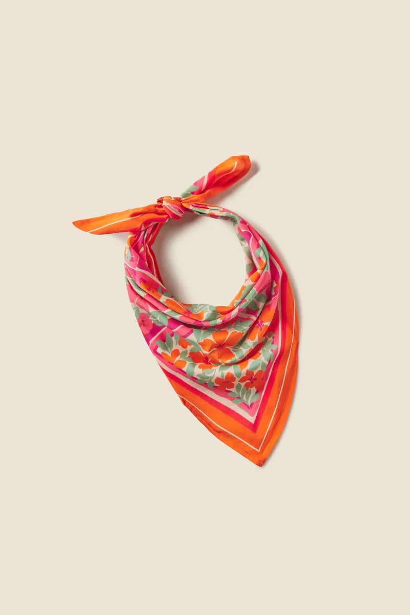 Floral patterned scarf on a beige background