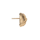A single gold dome stud earring shown from a side profile view, featuring a textured dome surface and a straight post, set against a plain white background.