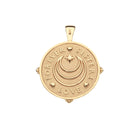 Gold pendant with 'Forever Sisters Love' text on a white background