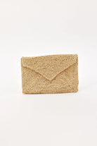 Woven clutch bag on a white background