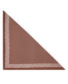 A triangular scarf or bandana in a warm brown color, featuring a dense small-scale floral pattern and a contrasting cream-colored border, shown on a plain white background.