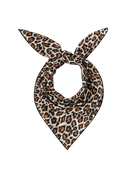 Leopard print scarf tied in a knot on a white background
