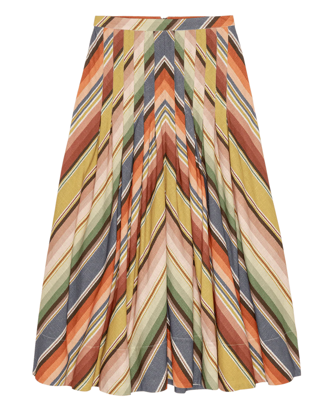Multicolored striped skirt on a white background