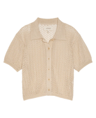 Beige knitted cardigan on a white background