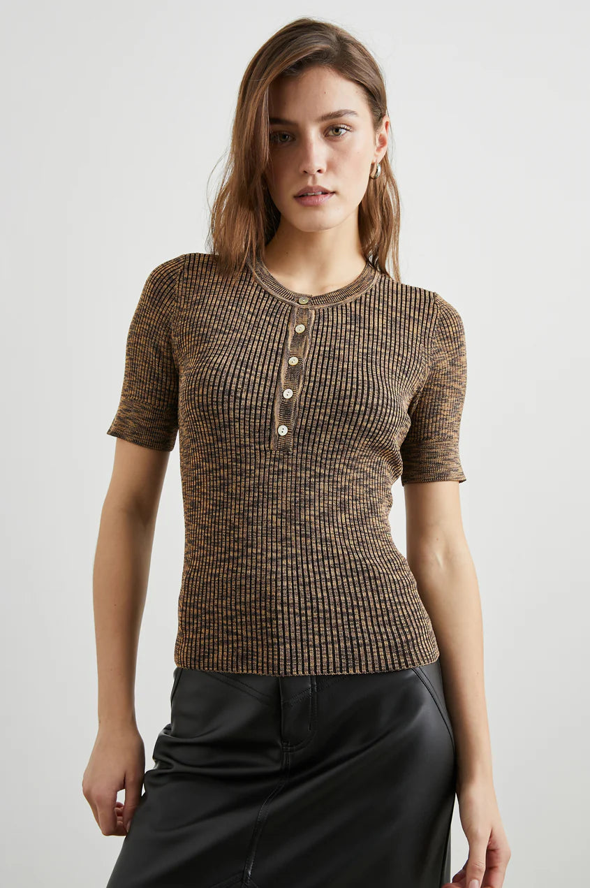 Rails Brown Shortsleeve Henley Tee