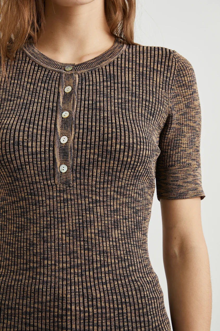 Rails Brown Shortsleeve Henley Tee