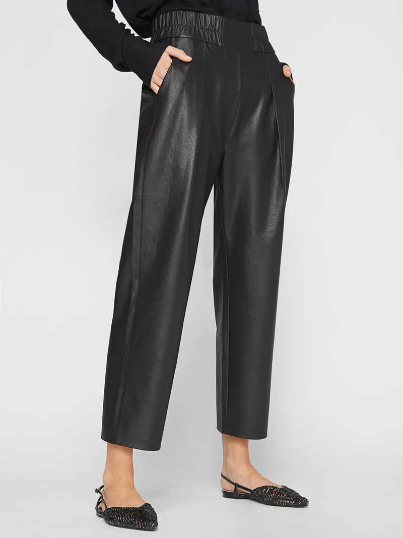 Brochu Walker black faux leather cropped pants