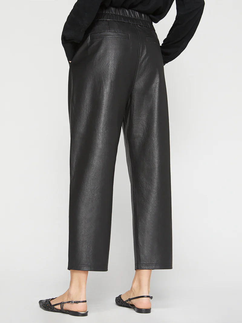 Brochu Walker black faux leather cropped pants