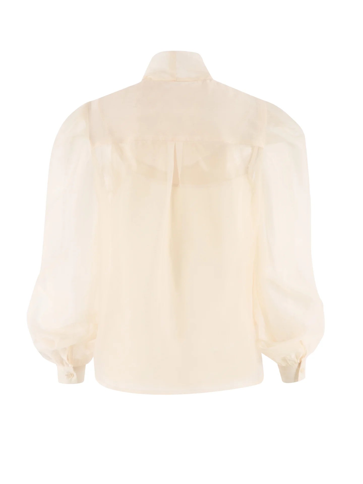 Cream-colored blouse with puff sleeves on a white background