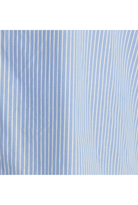 A close-up of a light blue and white vertically striped fabric texture.