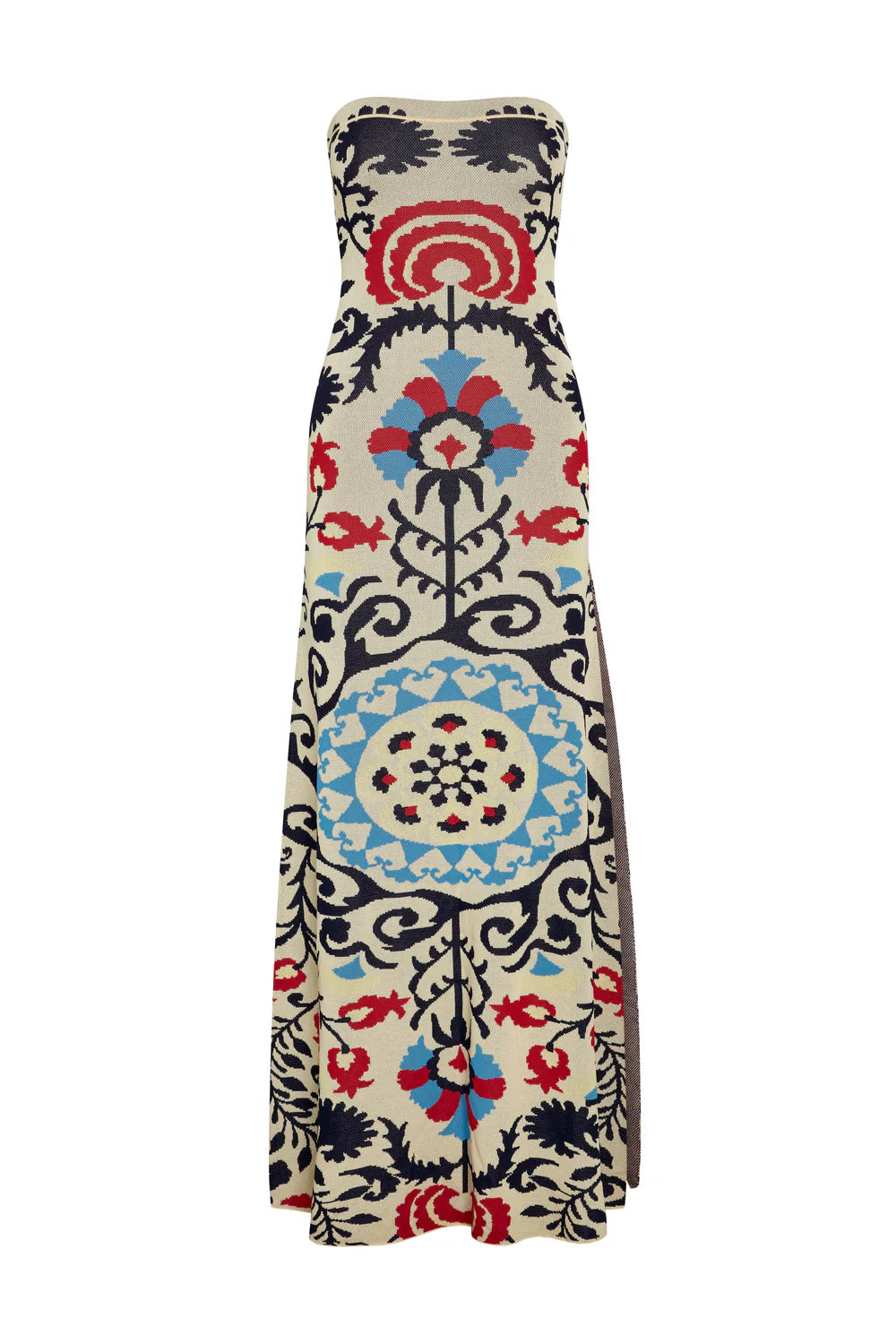 Maxi dress with floral pattern on a white background