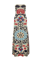 Maxi dress with floral pattern on a white background