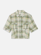 Green plaid shirt on a white background