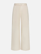 Beige wide-leg pants on a white background