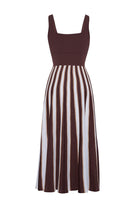 Brown and white striped dress on a white background