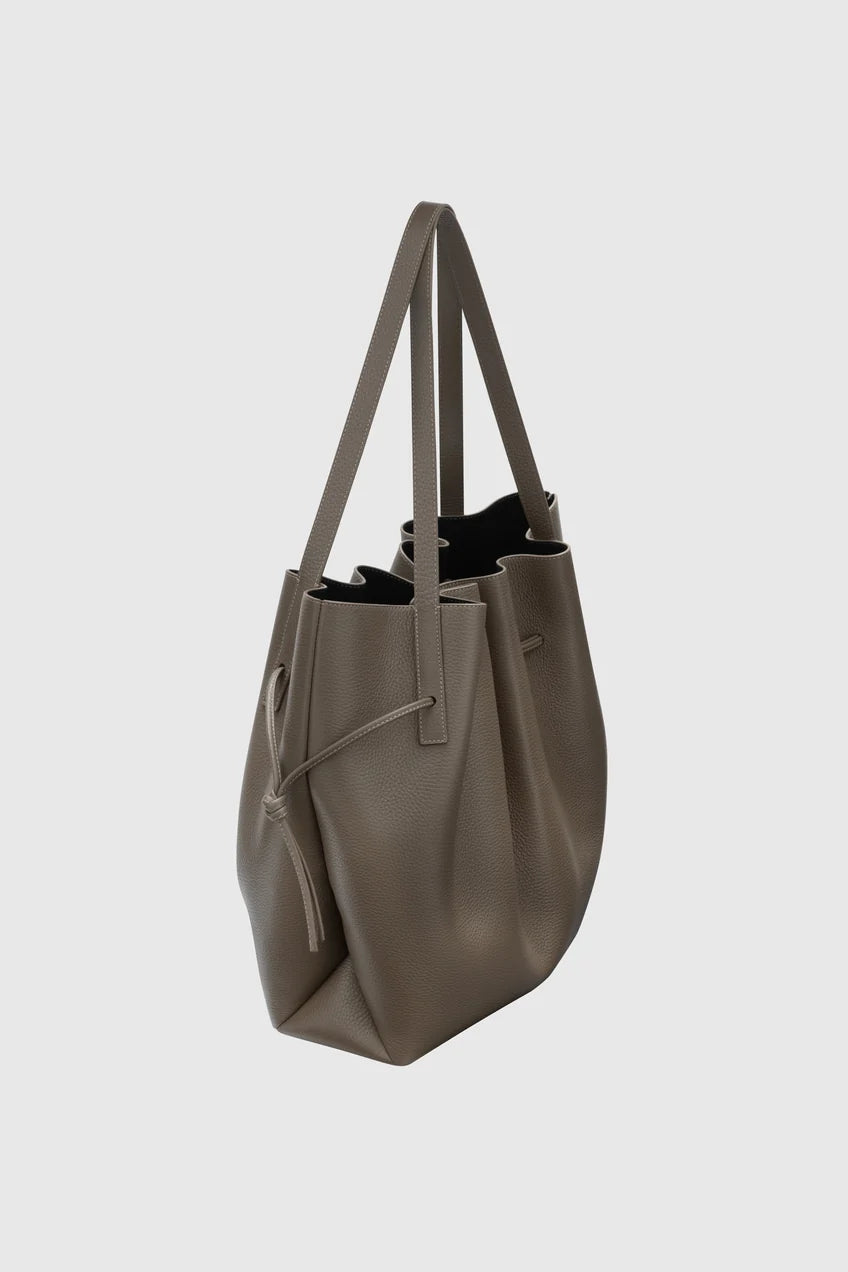 Gray tote bag on a light gray background