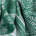 Close-up of green and white patterned fabric