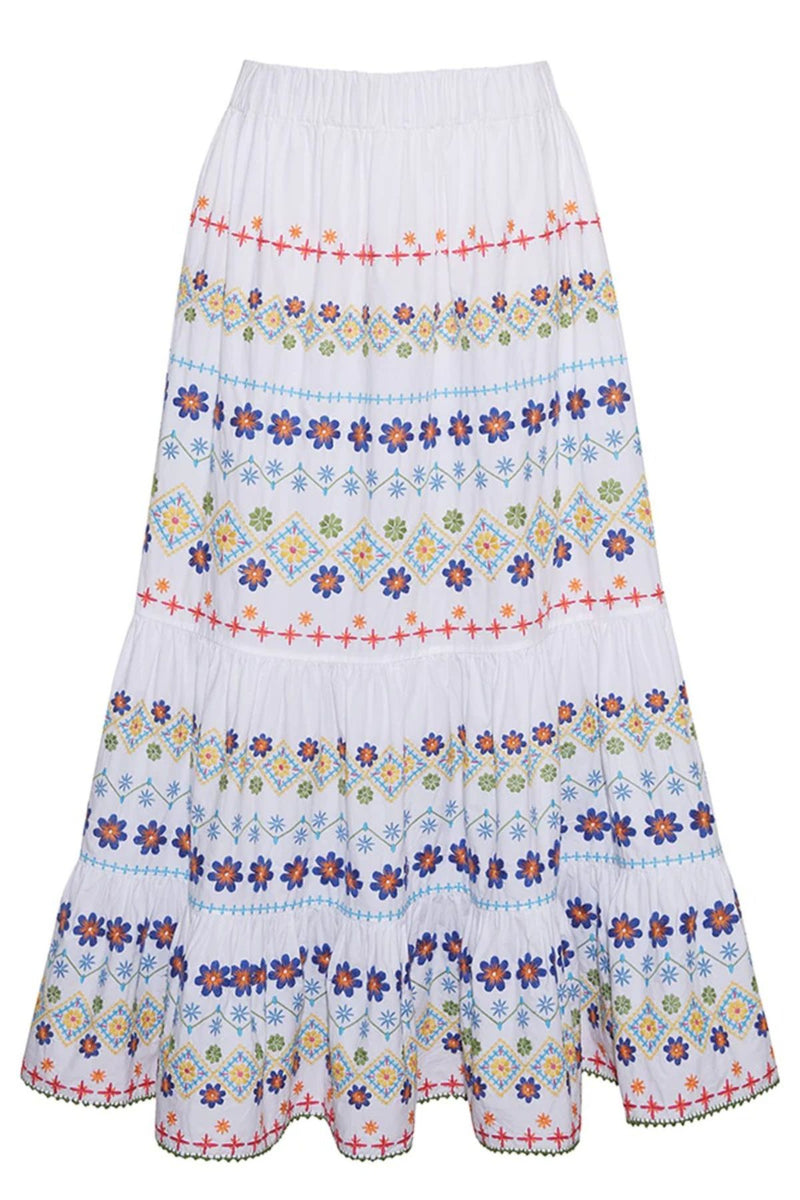 Alana Skirt - Floral Embroidered